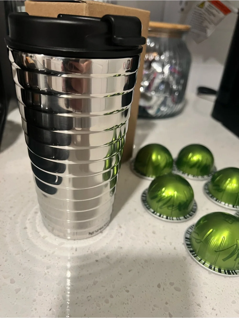 Nespresso Mexico pods and travel mug